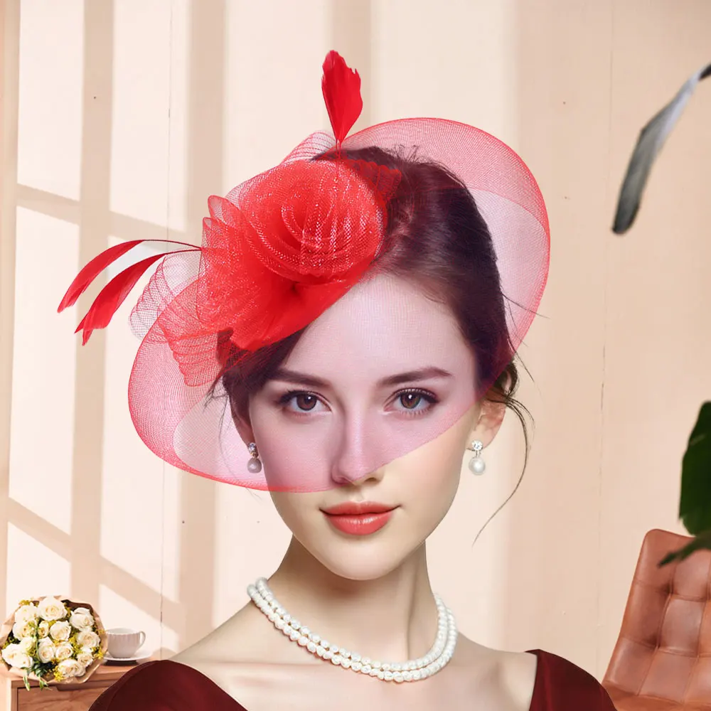 Women's Christmas and New Year Party Top Hat Bridal Wedding Headflower Accessories Hair