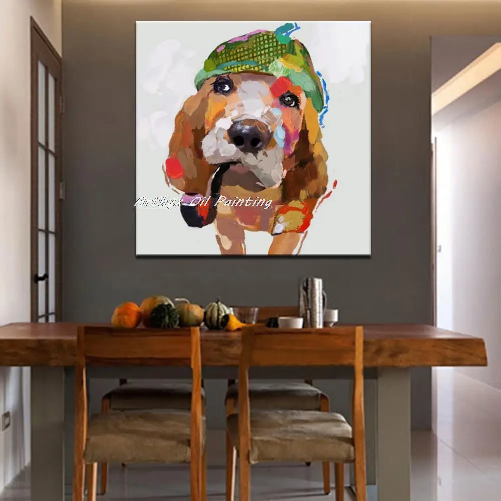

Артикс ручная роспись, современная абстрактная животная собака, картина маслом на холсте, настенные картины для гостиной, Декор для дома, картины