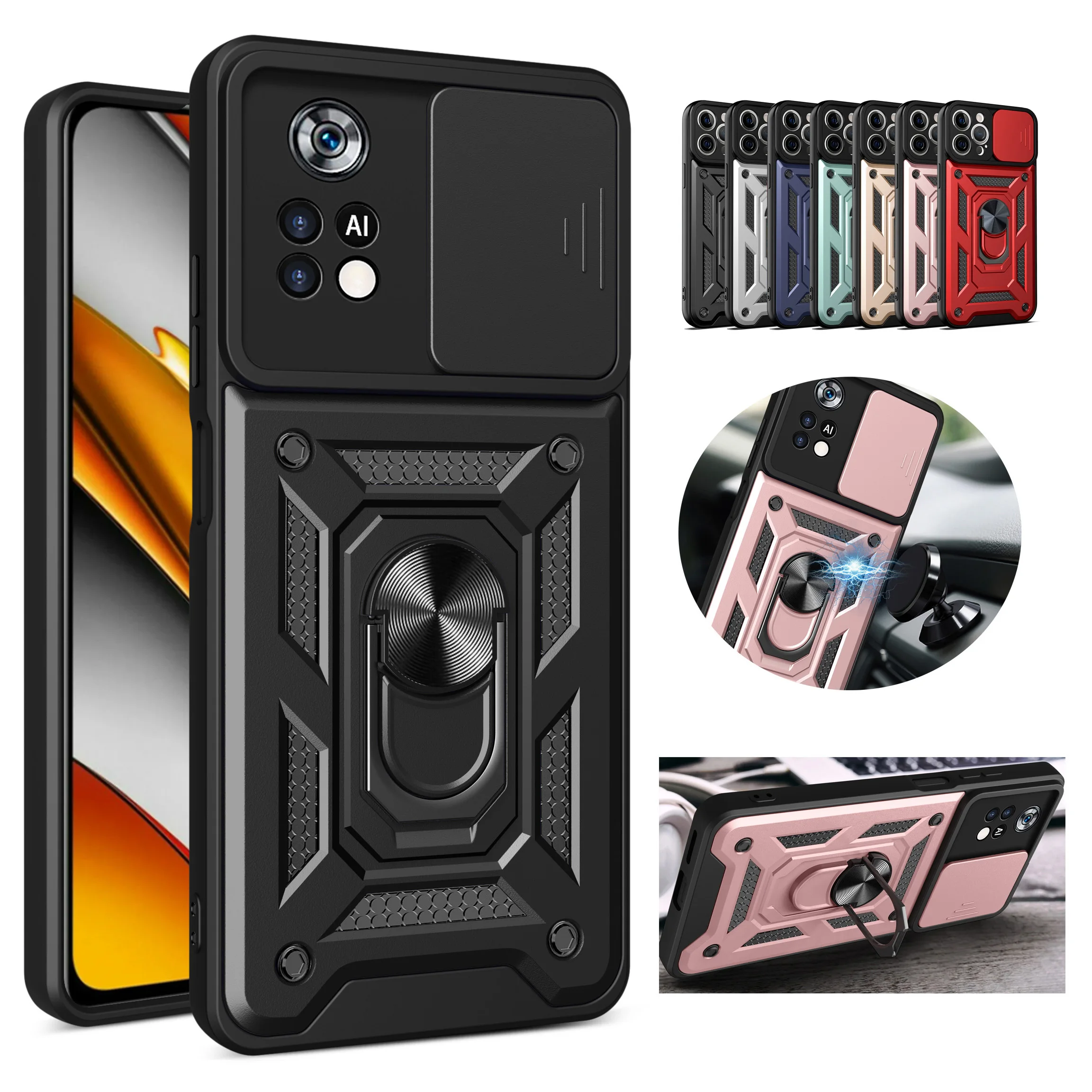 

Poco X4 Pro 5G Case Armor Phone Funda For Xiaomi Poco X3 NFC Pro F3 GT M3 M4 Pro PocoX4Poco X 4 X4Pro Car Magnetic Holder Cases