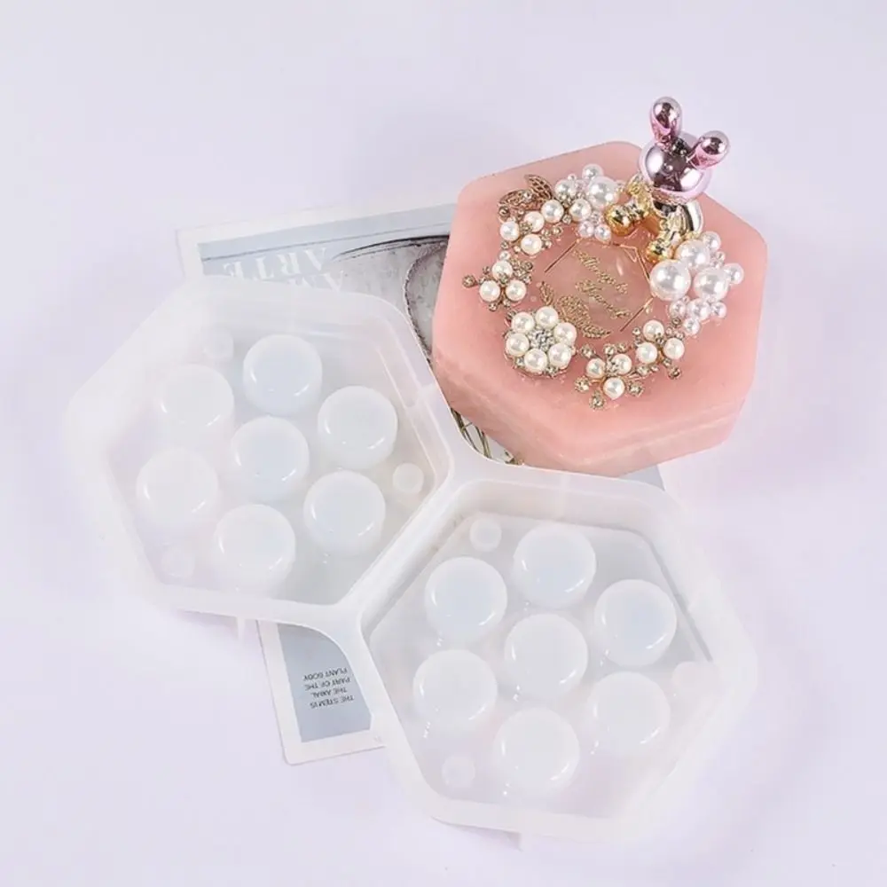 

Diy Hexagonal Home Decorations Game Dice With Lid Epoxy Resin Mold Storage Box Mold Drop Glue Board Jewelry Storage Box