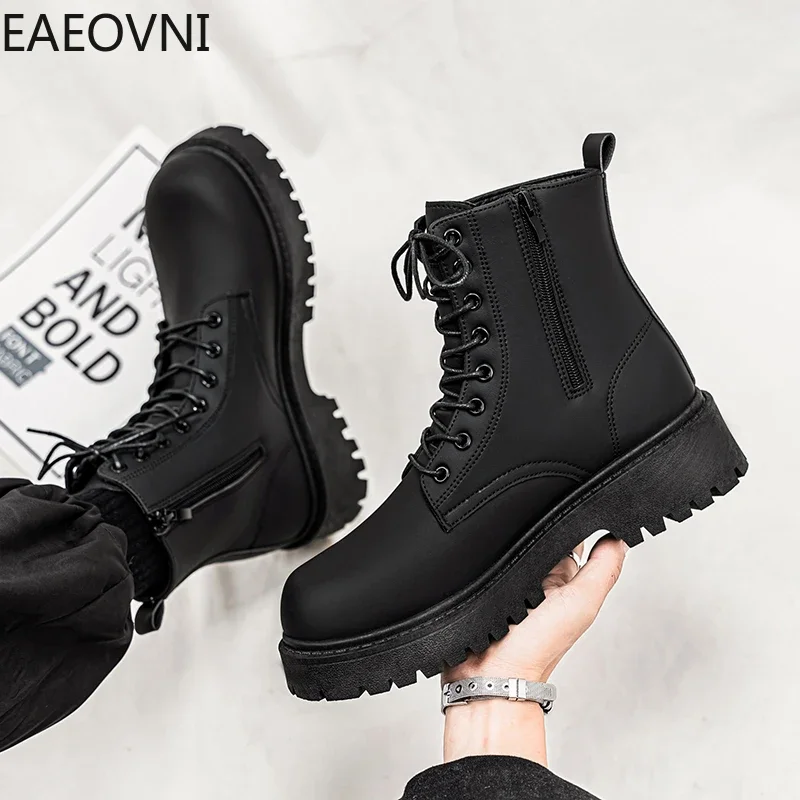 Мужские кожаные ботинки берцы