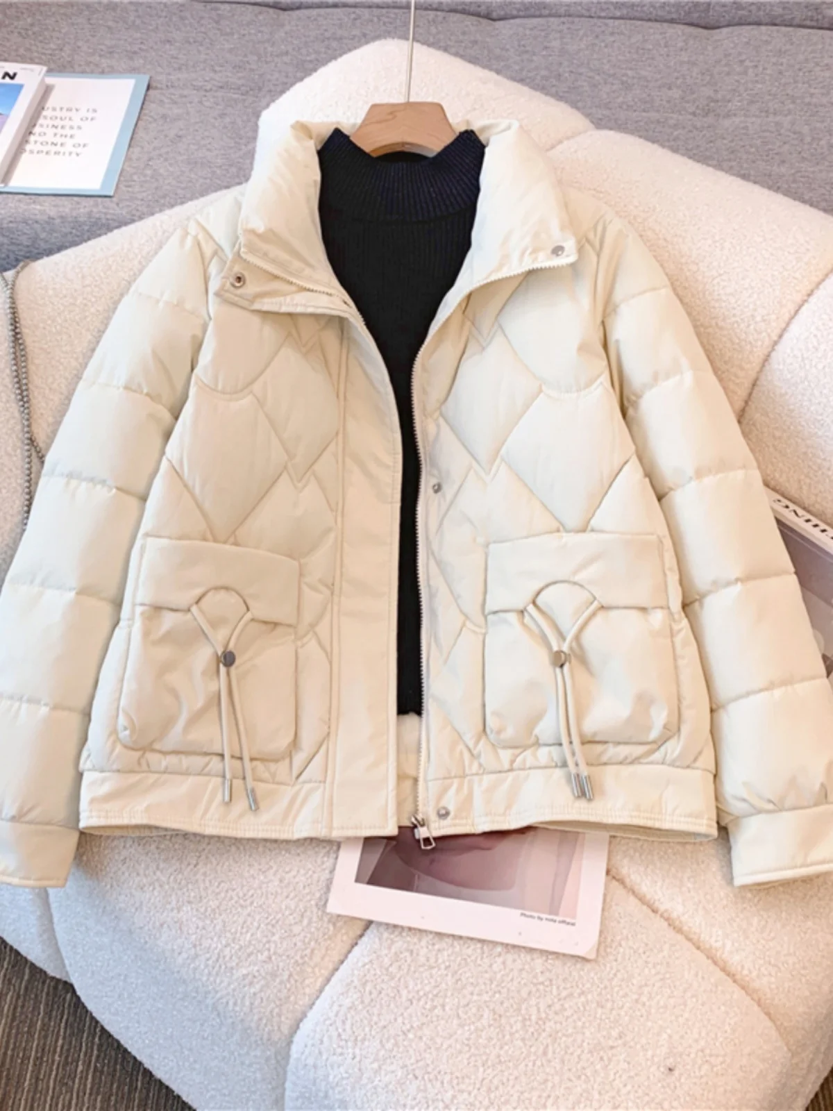 Модный свободный утягивающий пуховик с хлопковой подкладкой женская одежда