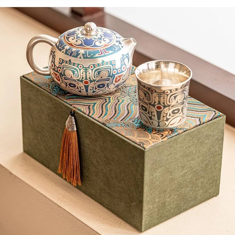 Taotie 999 серебряный чайный набор Подарочная коробка отправить друзьям лидеров