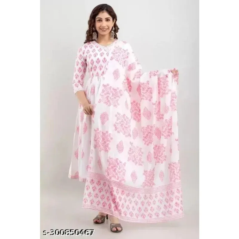 Женская этническая курта и дупатта Anarkali из вискозы для девочек