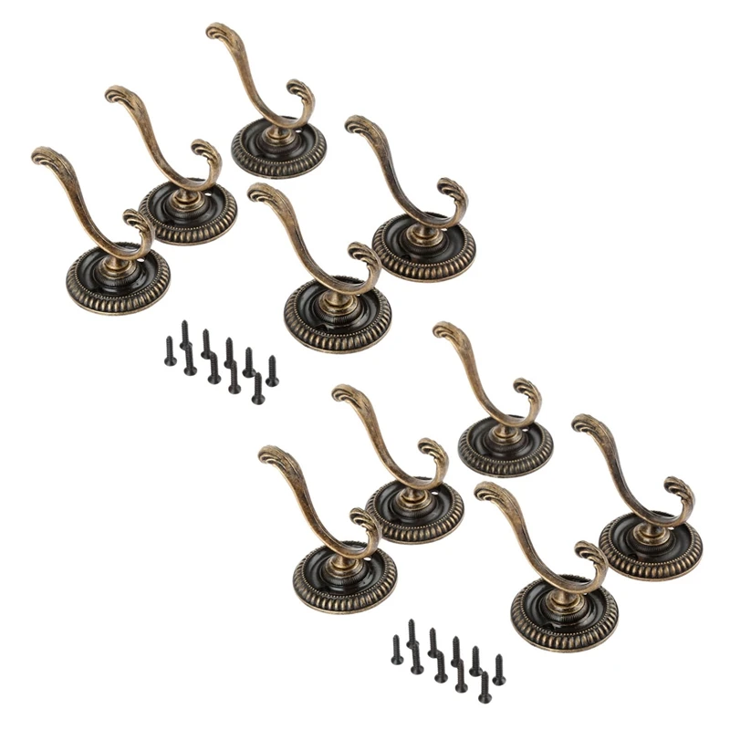 

10Pcs Antique Door Hanger Hooks Vintage Bathroom Wall Hanger Hats Bag Keychain Zinc Alloy Hook