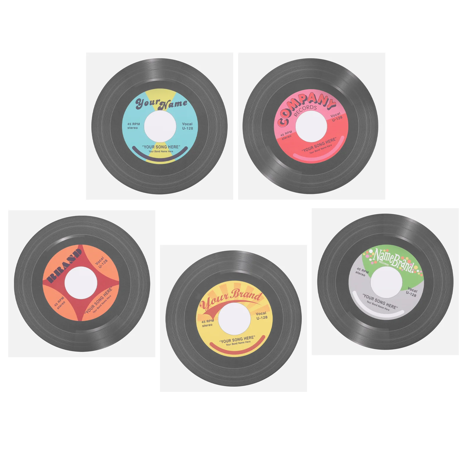 

5pcs Vinyl Record Wall Sticker Music Studio Wall Vinyl Record Decal Retro Record Wall Sticker