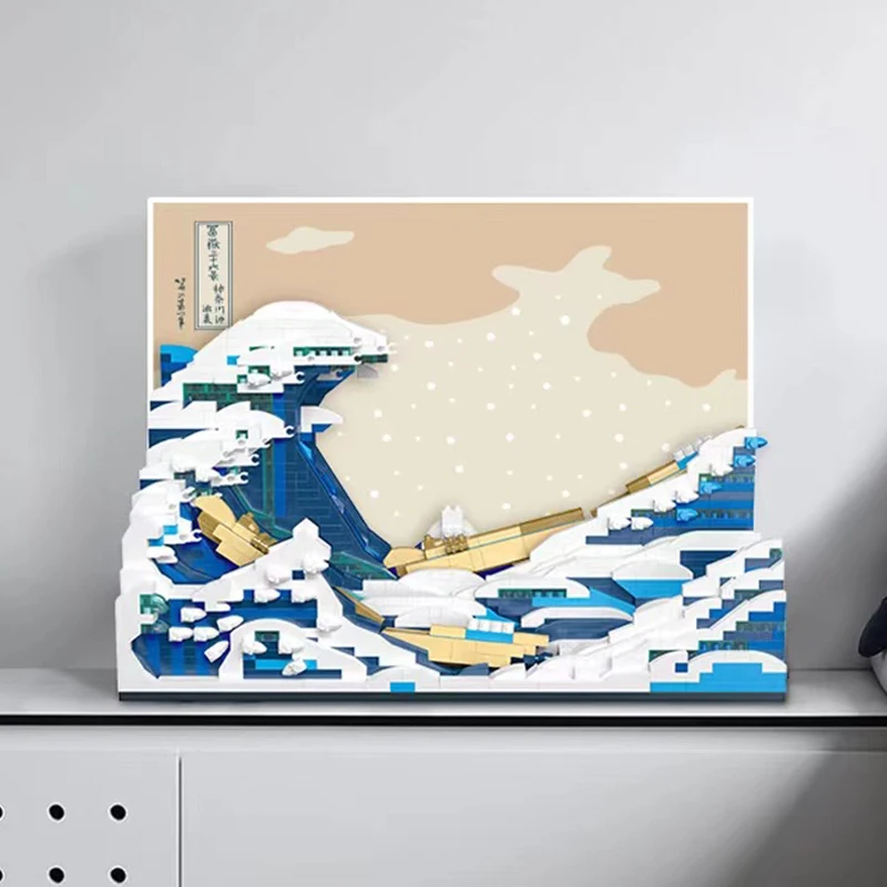 Знаменитые Картины микро-Алмазный Блок Япония игрушки Ukiyoe большая волна