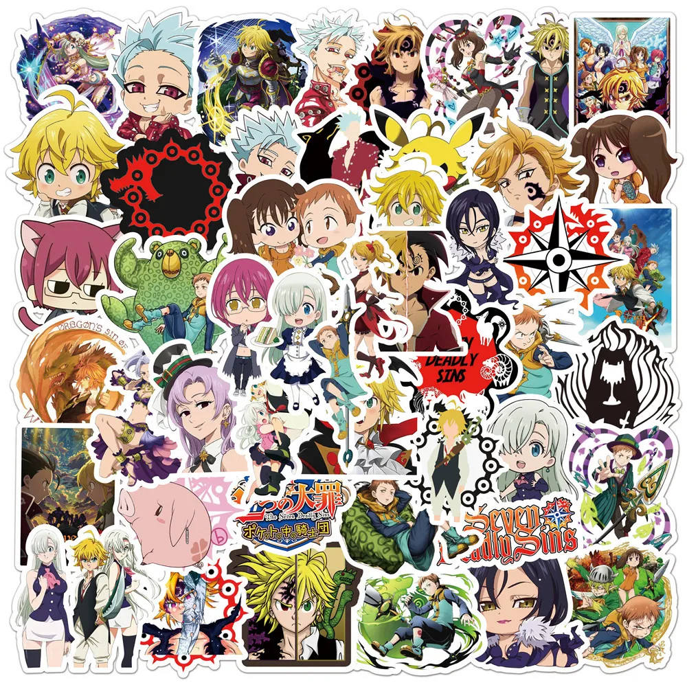 

50pcs Seven Deadly Sins Anime Stickers Cute Phone Case Sticker Laptop Sticker Notebook Guitar Skateboard DIY Waterproof Sticker