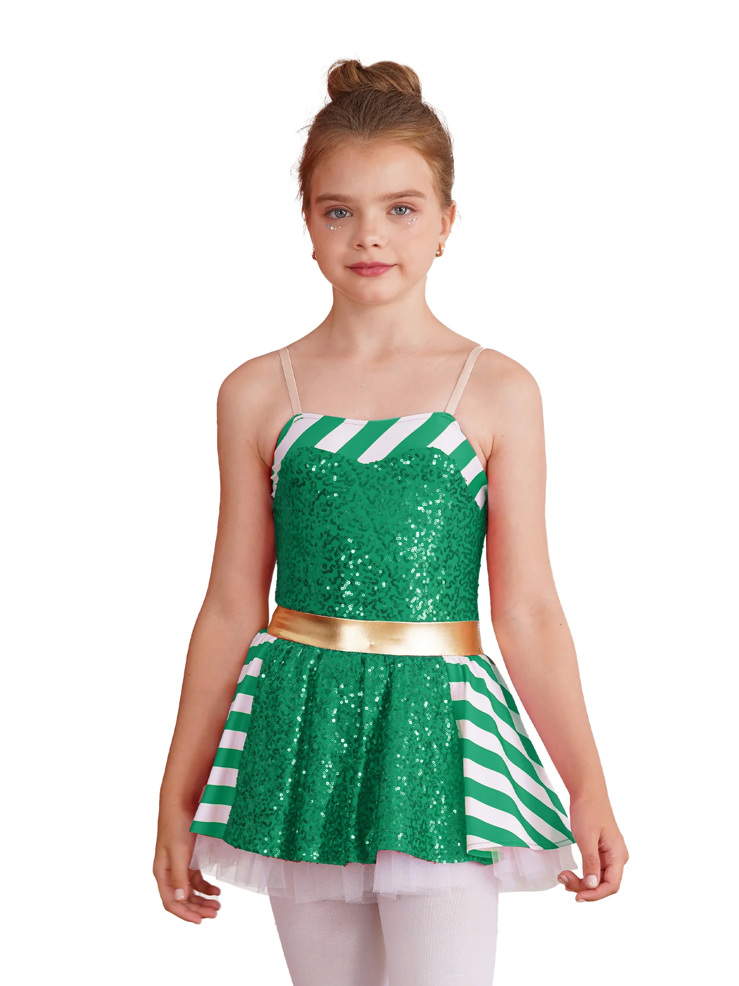 Детский рождественский костюм для девочек регулируемые золотые ленты на