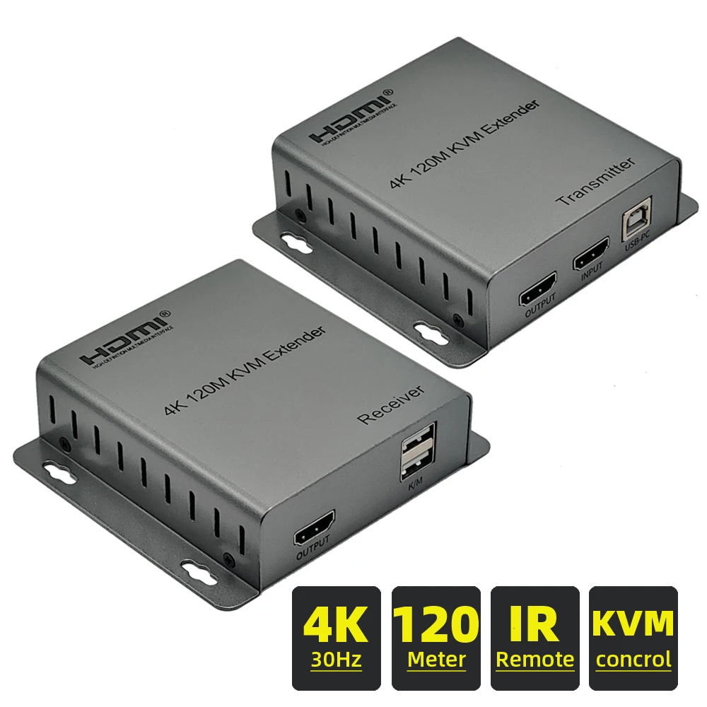 4K 120M HDMI-совместимый квм-удлинитель USB Ethernet-удлинитель передача с выходом Loop ИК-Контроль Поддержка мыши клавиатуры