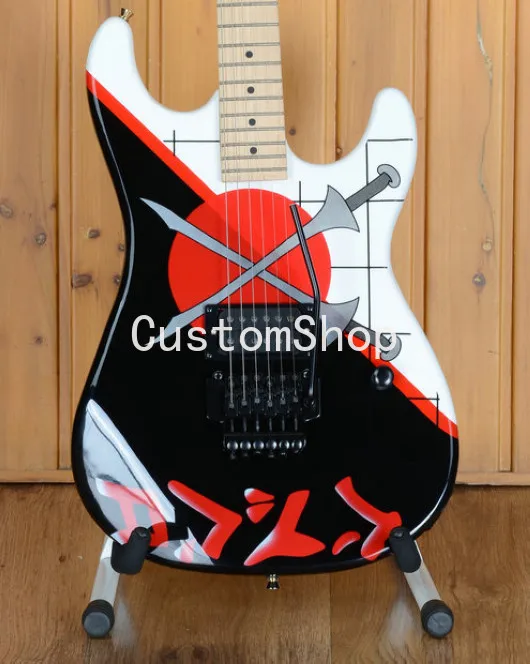 Белая электрогитара San Dimas с перекрёстным мечом черная струна Floyd Rose Tremolo пикап