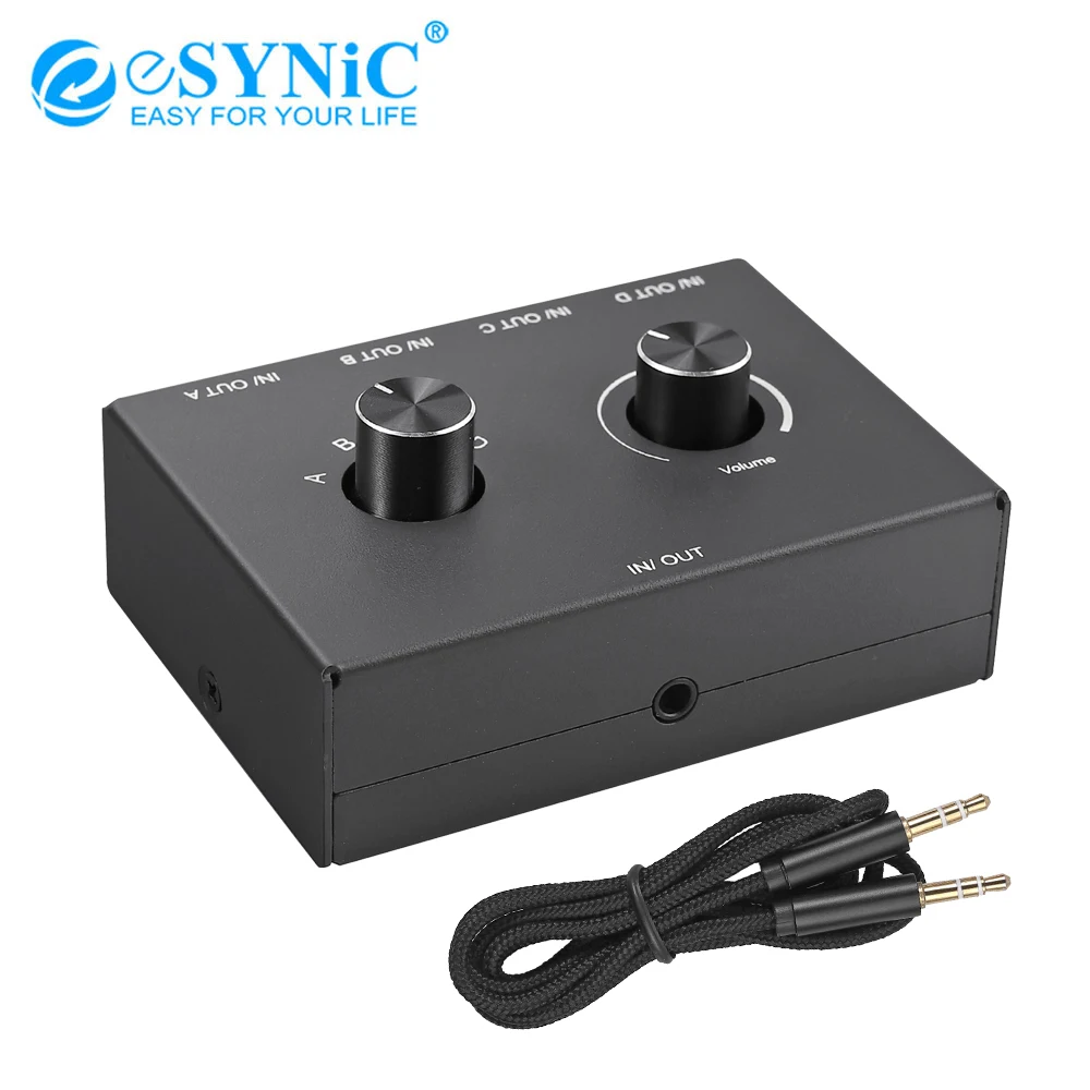 

ESYNiC 4 порта 3,5 мм аудио переключатель сплиттер 4x 1/1x4 3,5 мм стерео аудио переключатель сплиттер переключатель для наушников пассивный динамик
