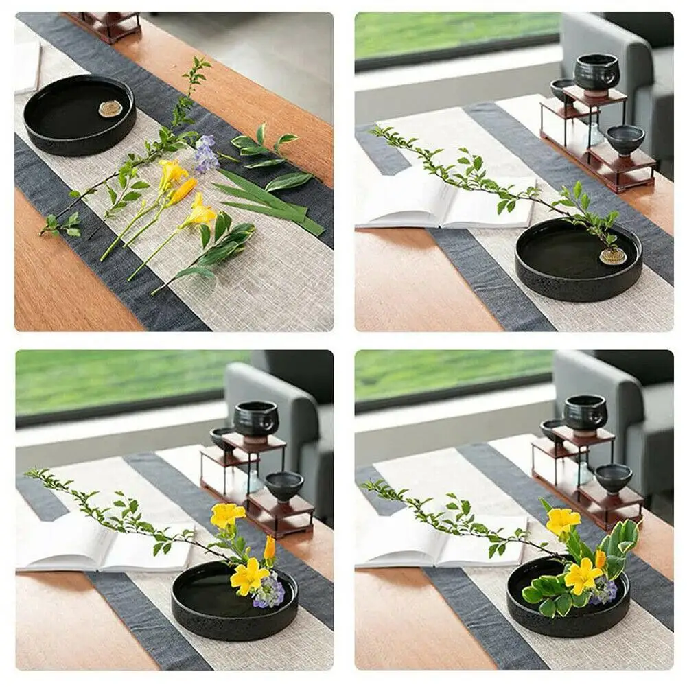 

DIY Stencils Flower Frog Arrang Holder Round For Ikebana Kenzan Gold Pin Base Holder Brass Spiky Fixed Tool Floral Pot Lid Vase