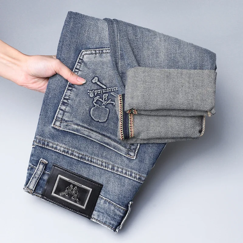 Новинка весна-лето 2024 мужские джинсы простота высококлассные Стрейчевые прямые