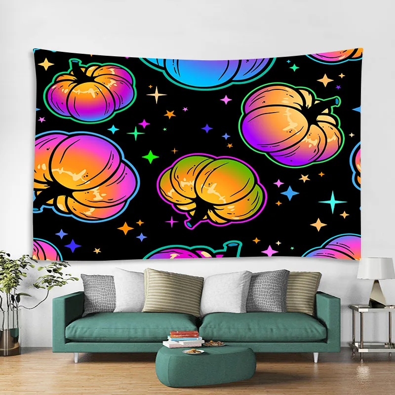 

Bat Pumpkin Print Polyester Tapestry Halloween Home Decortation Wall Hanging Blanket Psychedelic Party Background Tapestry