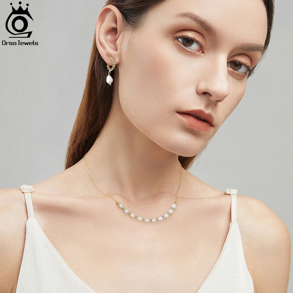 ORSA JEWELS 925 Стерлинговое Серебро натуральный пресноводный 6 мм жемчужное колье 14 к