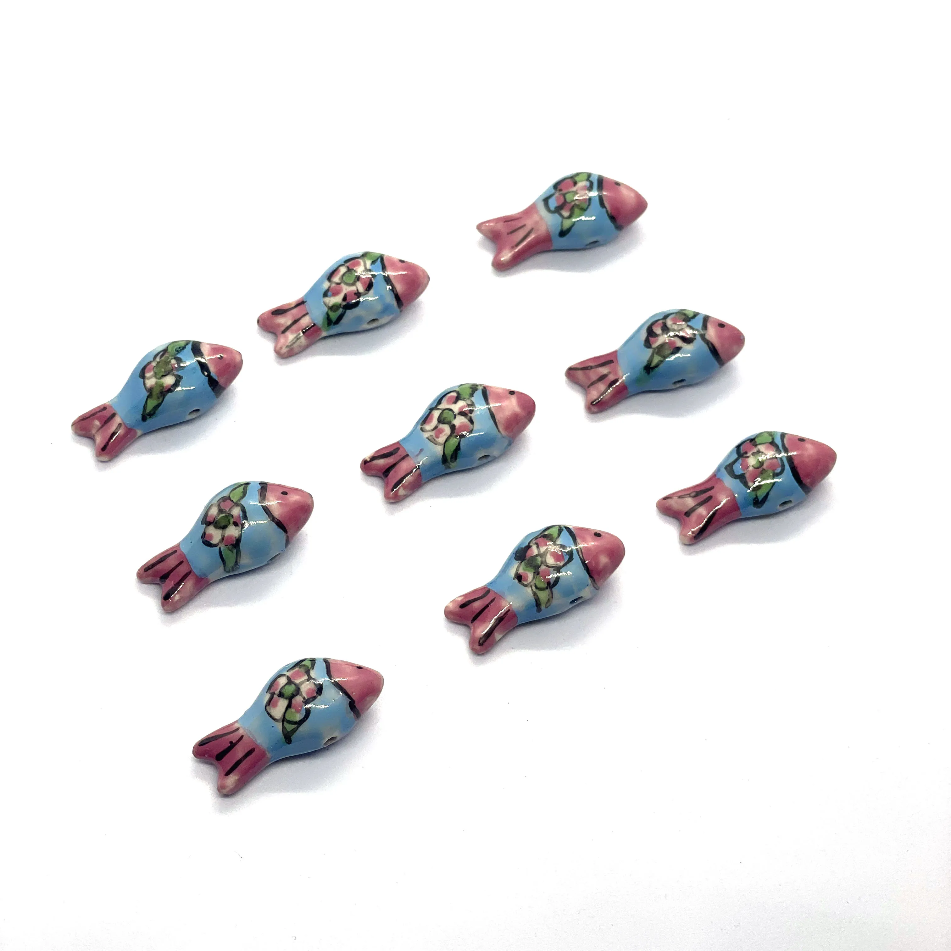 

Hand-painted Fish Ceramic Beads For Jewelry Making Necklace Bracelet Earrings DIY Ceramic Beads Wholesale