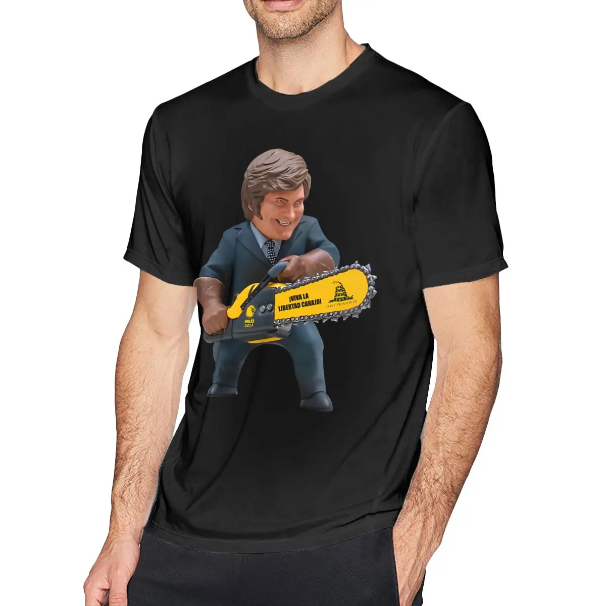 Футболки Milei с изображением бензопилы мужские хлопковые повседневные футболки