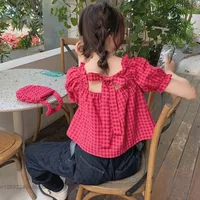 2022 Summer New Rose Red  Blouse Girl Chic Design Sense Bow Tie T-shirt Student Kawaii Sweetheart  Temperament Blouse For Women