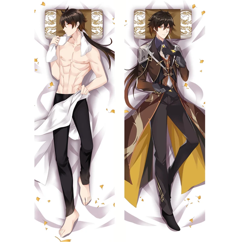 

Двойная подушка с принтом Game Genshin Impact Zhong Li Dakimakura Zhongli, чехол для мужчин Otaku, обнимающая Наволочка на все тело, подарок