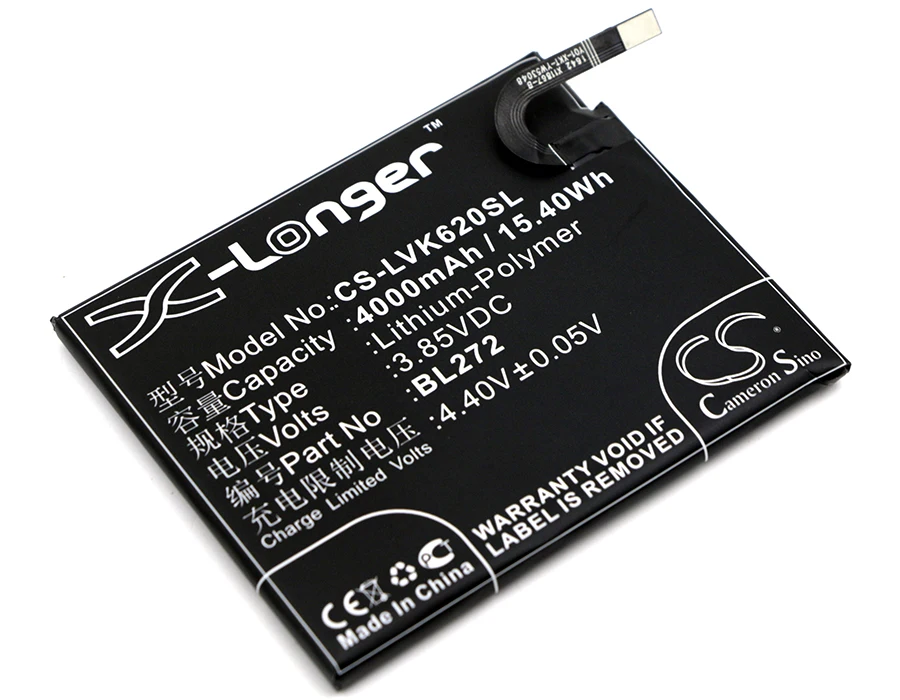

CS 4000mAh / 15.40Wh battery for Lenovo K33A42, Vibe K6 Power BL272, SB18C10605