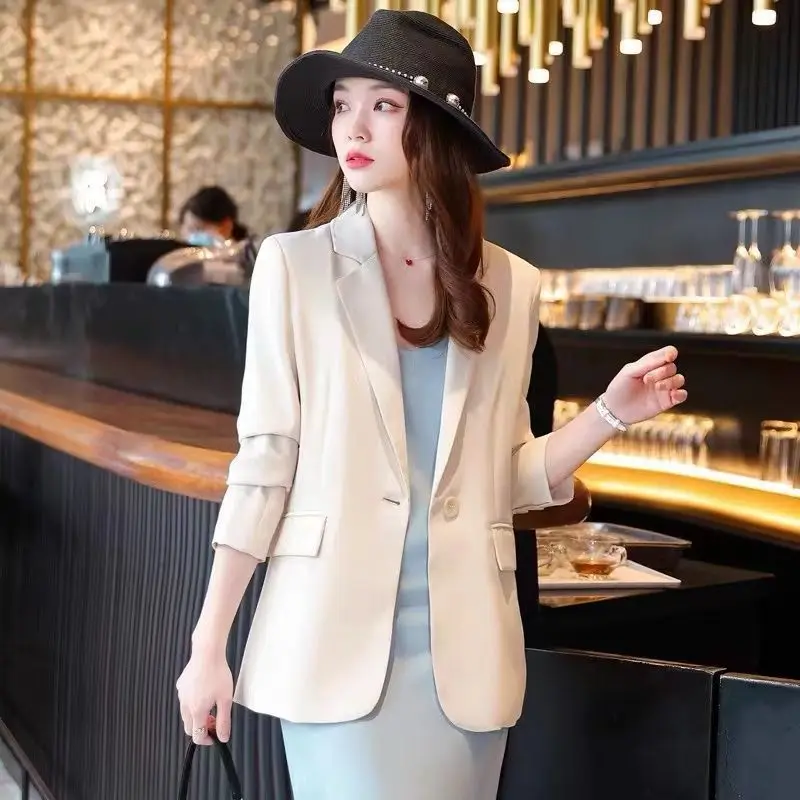 Осенний однотонный элегантный Блейзер Женская куртка в английском стиле