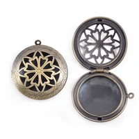 5pc antique silver color hollow locket diffuser pendant for diy essential oil necklace