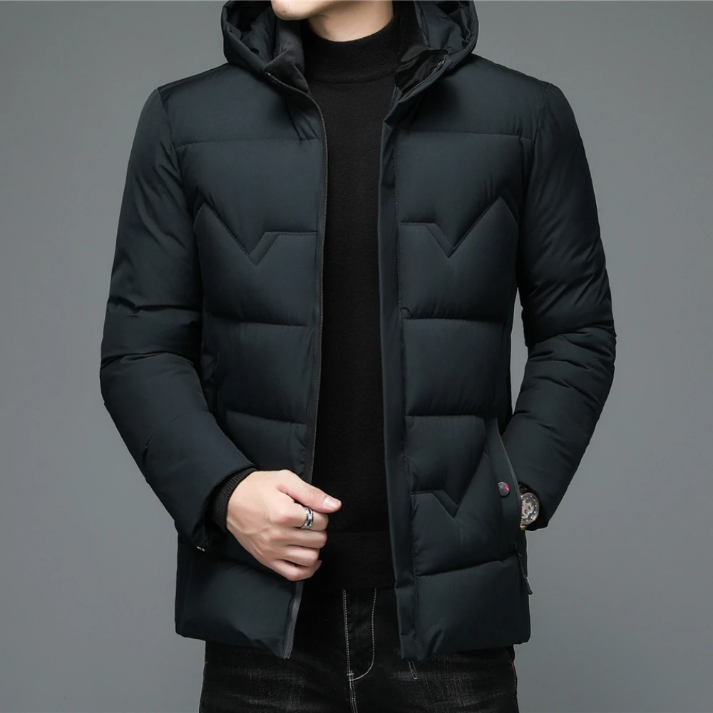 COODRONY Brand Hooded Stand Collar Parka Men Clothing Winter Thick Warm Jacket Solid Color Coats Business Casual Overcoats Z8151
