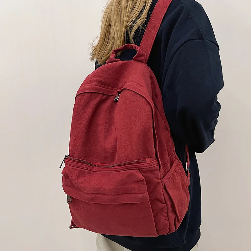 

Trendy Book Lady Canvas Backpack Laptop Girl Travel School Bags Female Vintage Backpack Luxury Fashion Women Bag College Student