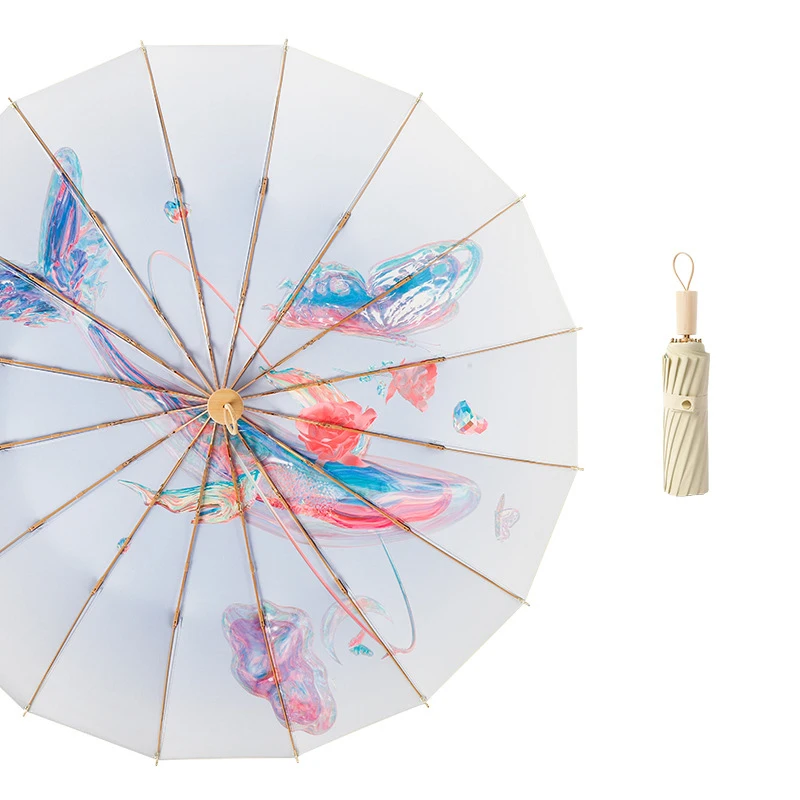 

16K Creative Umbrella UV Sun Protection Parasol Astronaut Rain Umbrella Men Women 3-Folding Outdoor Whale Umbrella Guarda-chuvas