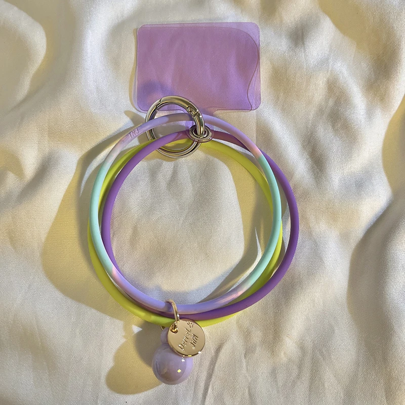 

Anti-fall Ring Universal Phone Anti-lost Lanyard Buckle Three-color Bracelet Silicone Lanyard with Clip Candy Color Bracelet