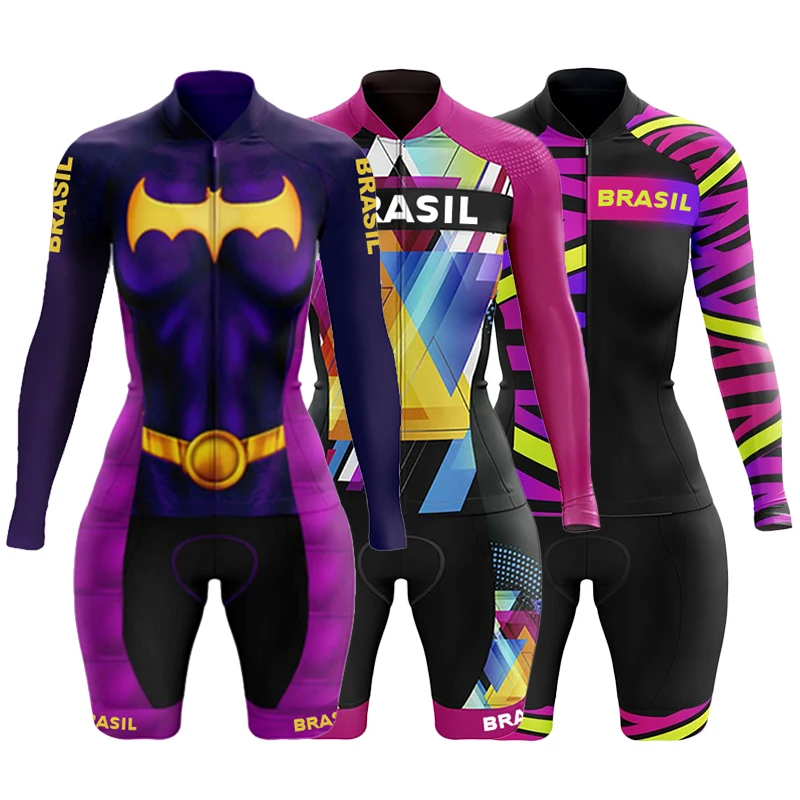 Женский комбинезон для триатлона летний велосипедный с длинными рукавами в виде