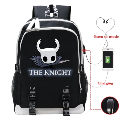Школьный рюкзак Hollow Knight для мальчиков и девочек, детский рюкзак с героями мультфильмов, USB большой емкости, портативный рюкзак, студенческие дорожные сумки, подарок