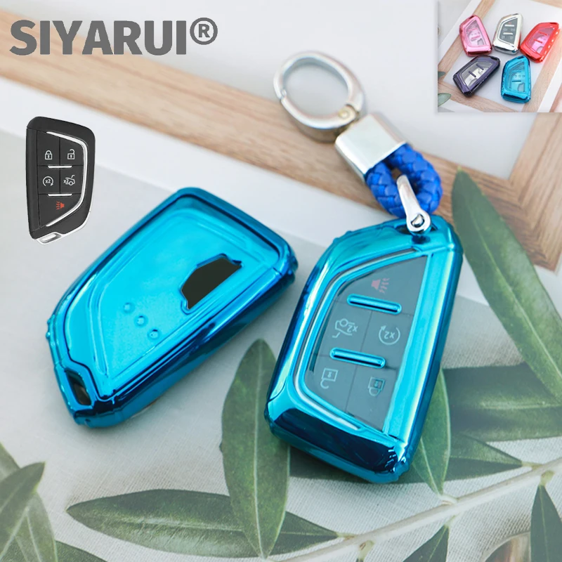 

Car Remote Key Case Keyless Fob Cover Holder Bag Key Chain For Cadillac CT5 2019 2020 5 Buttons Smart Key Car Styling key chains