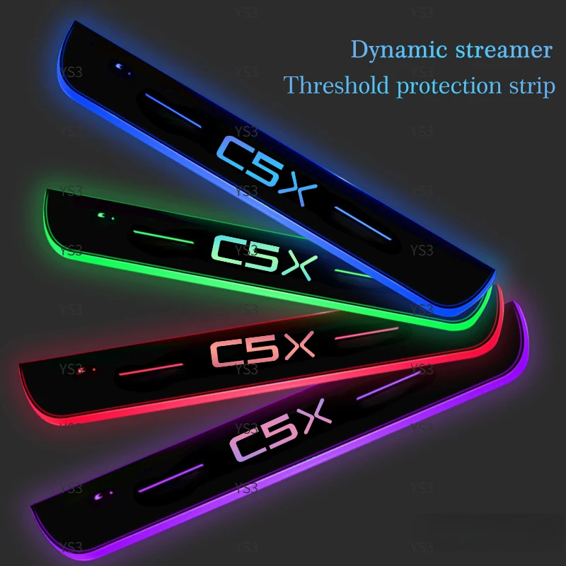 

Car Door Light Projector Lamp Customized Car Logo Luminous LED Welcome Pedal Scuff Plate Auto Accessories For Citroen C5 X C5X