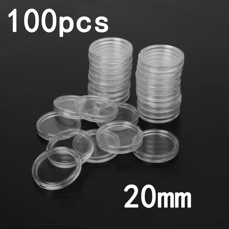 

100PCS 20mm Coin Capsule Box Transparent Round Coin Box Capsules Storage Coin Collection Holder Containers Home Supplies