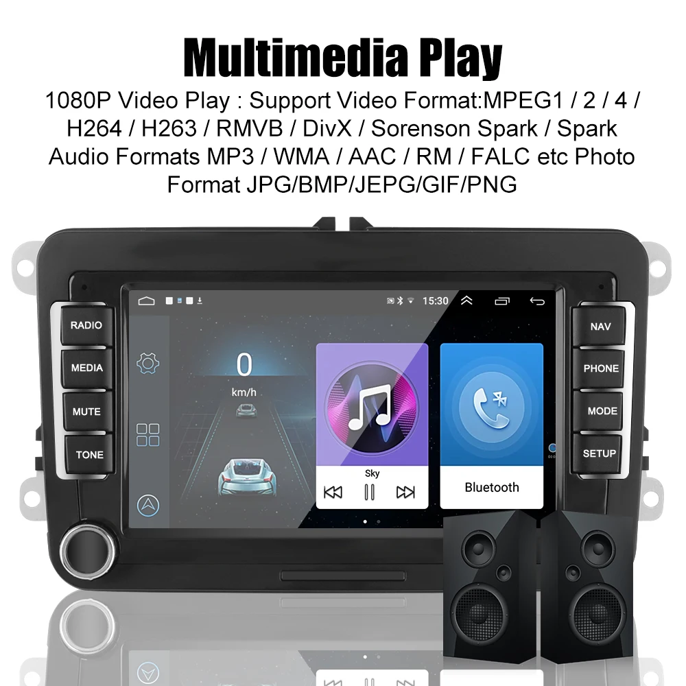 $72.09 2 Din Android 10.1 Car Radio 1G+16G Bluetooth WiFi GPS 7 Inch Multimedia Player For VW/Volkswagen Seat Skoda Golf Passat