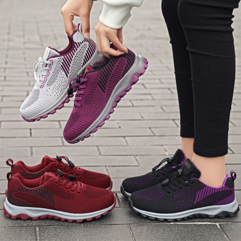 

2023 New Fashion Platform Casual Sneakers Women Shoes Flats Mesh Breathable Running Shoes Outdoor Couple Casual Sports Shoes