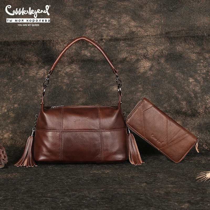 

Женская винтажная вечерние из натуральной кожи, с кисточкой