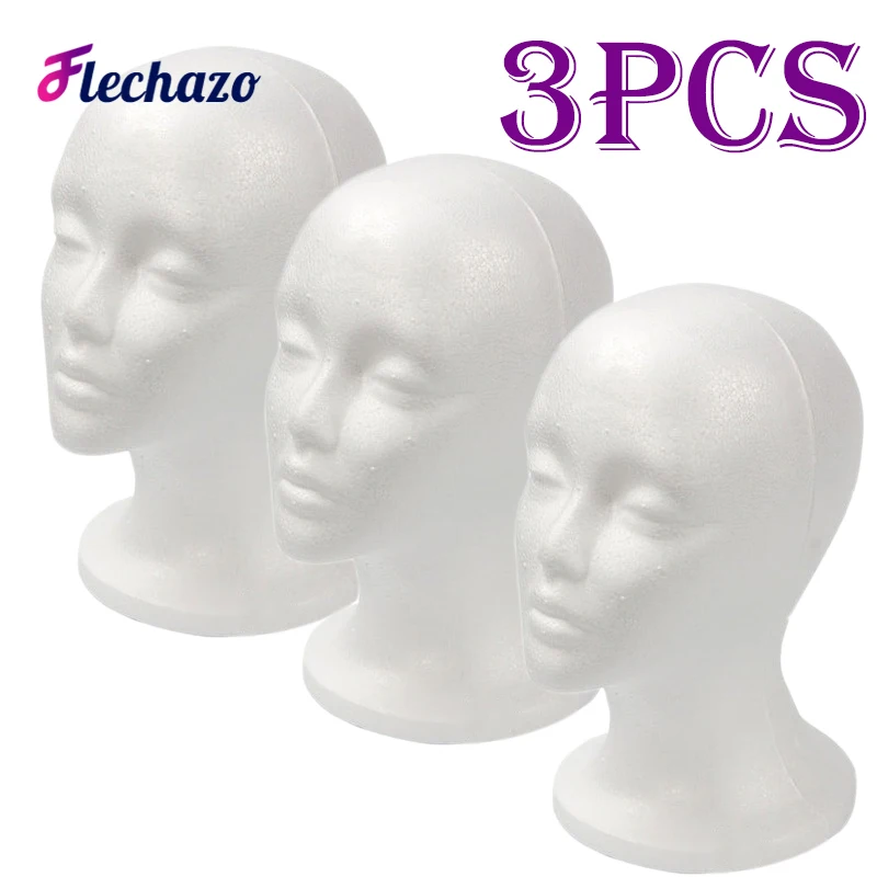 

Styrofoam Wig Head 3 Pcs Tall Female Foam Mannequin Head Wig Stand Holder For Display Hair Hats Hairpieces Mask Home Salon Use