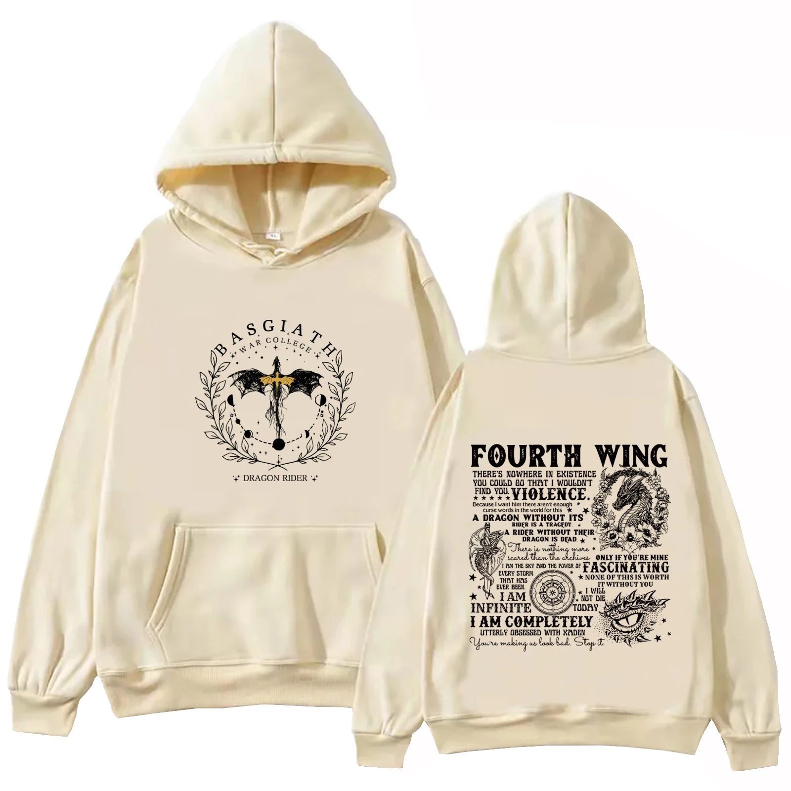 Толстовка Basgiath с принтом Военного колледжа 2024 винтажная Повседневная Унисекс