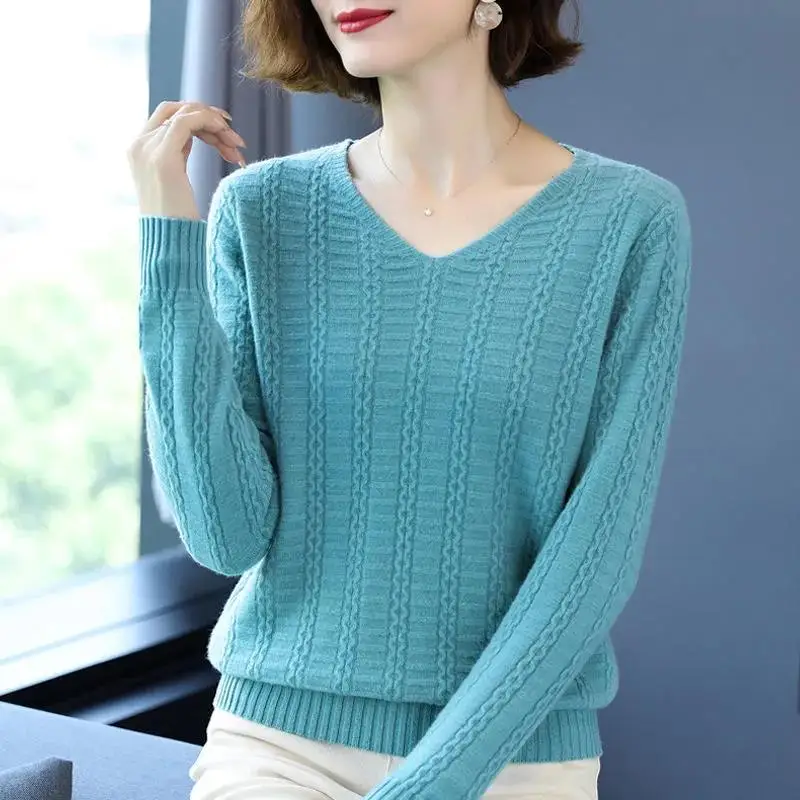 2021 autumn winter women's pit strip sweater women's knitted Korean women's sweater  knit pullover autumn  Solid