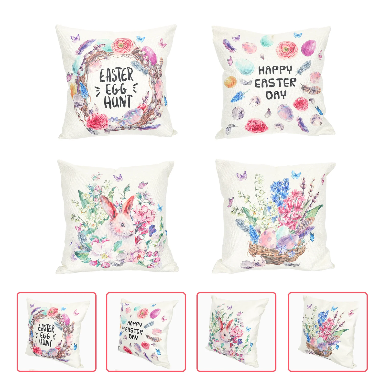 

4Pcs Easter Sofa Throw Pillow Covers Pillow Protectors Home Cushion Cover