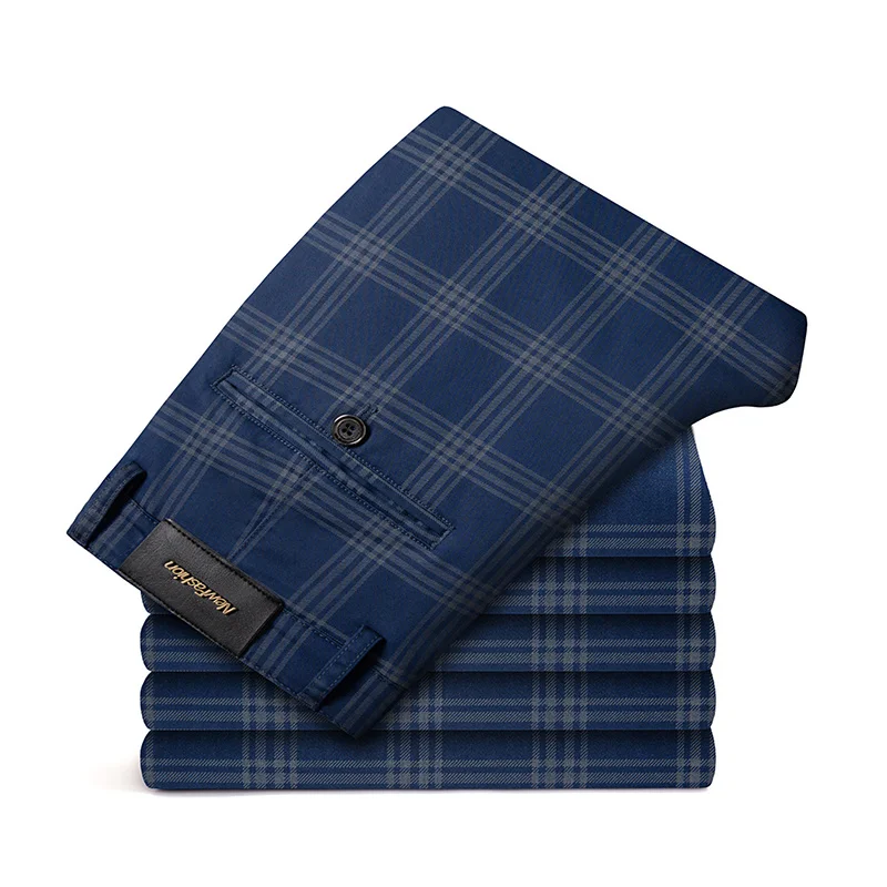 

2023 Spring New Men's Plaid Casual Pants Business Fashion Slim Stretch Male Skinny Trousers Brand Clothes 7 Color