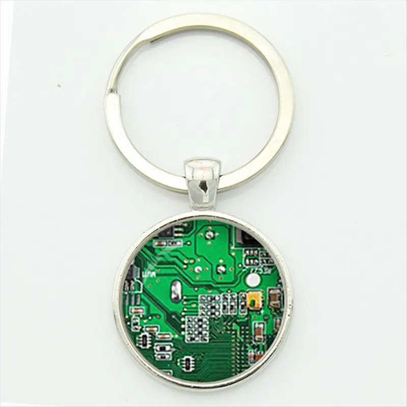 

Fashion Computer Green Circuit Board Picture Keychain Holder Computer Geek Keychain Jewelry Nerd Accessories Gift