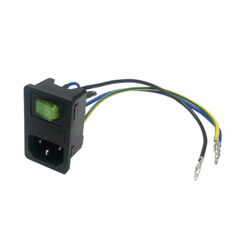 

Inlet Module Plug 5A Fuse Switch Male Power Socket 10A 250V 3 Pin IEC320 C14 Connected Terminal Crimps and Wires