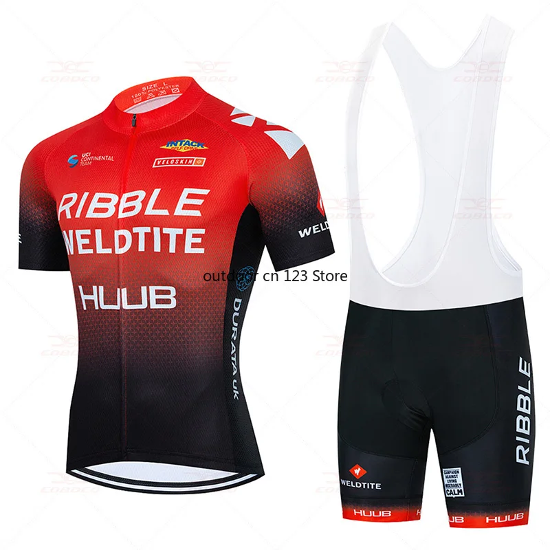 

2022 Team HUUB Cycling Jersey MTB Uniform Bicycle Clothing Bike Wear Clothes Men Red Short 20D Gel Bib Sets Maillot Culotte Suit