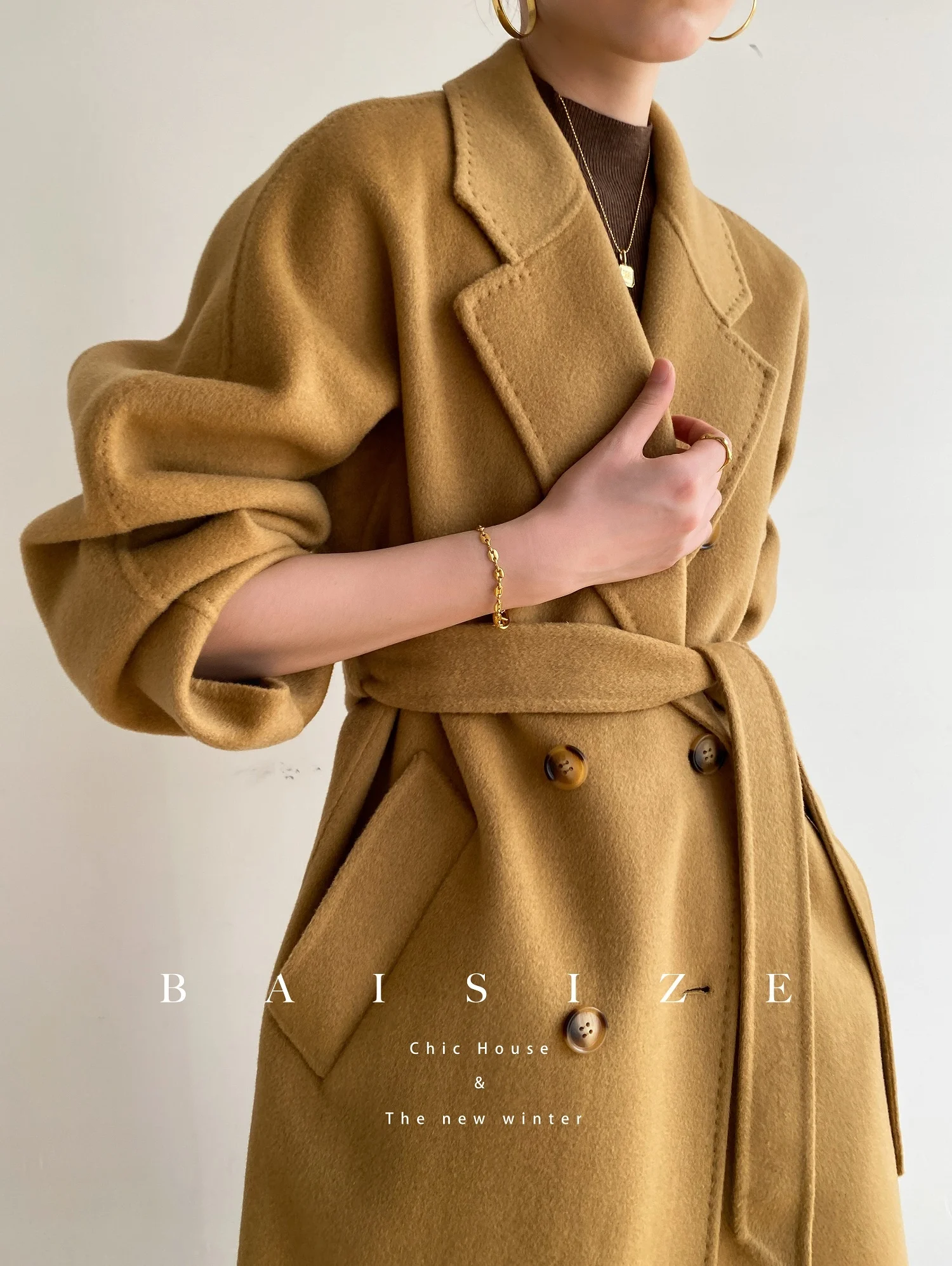 

Женское двухстороннее кашемировое пальто M Family, новинка осенне-зимнего сезона 101801, высококачественное шерстяное пальто средней длины, 22 дюй...