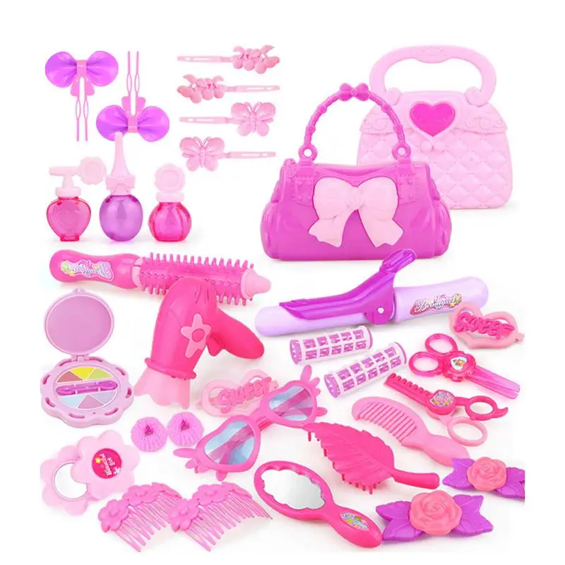 

Pretend Play Kid Make Up Toys 25/32PCS Pink Makeup Set Princess Hairdressing Simulation Toy For Girls Dressing Cosmetic