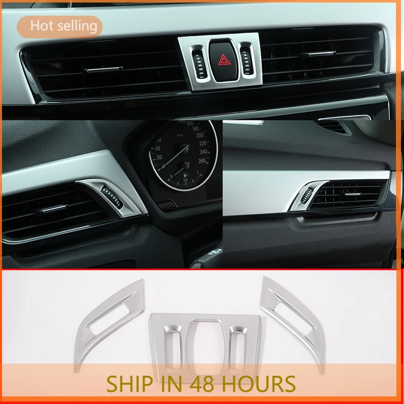 

Inner Middle Center Console AC Vent Frame Cover Trim Sticker For BMW X1 F48 2016-2019 For BMW X2 F47 2018 ABS Chrome 3 Pcs